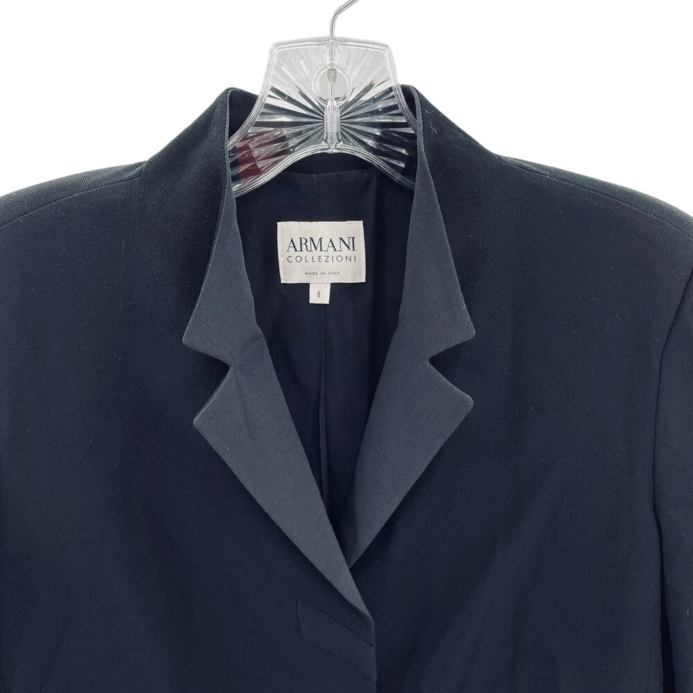 Armani Collezioni Black Military Satin Trim Lined Made in Italy Blazer 8 - Picture 3 of 11